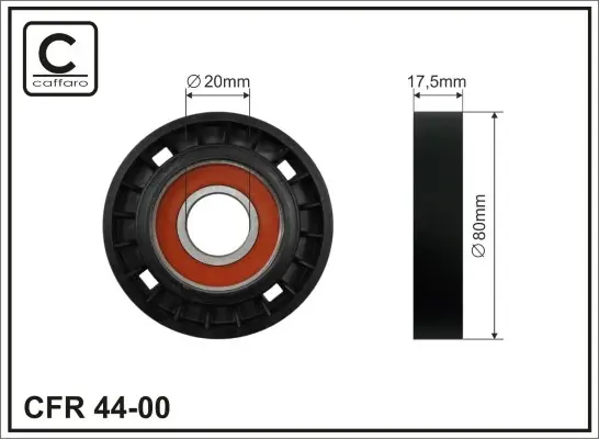 Ролик проміжний поліклинового ремня Fiat Palio/Punto/Strada 1.7D 01.94-12.06 80x20x17,5 CAFFARO 4400 (фото 1)