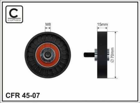 Ролик проміжний поліклинового ремня Renault Clio II/Kangoo/Express 1.4/1.6 08.97- 70x8x15 CAFFARO 4507