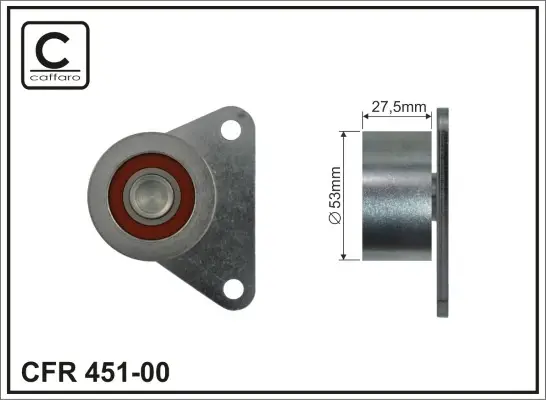 Натяжний механізм ремня ГРМ Ford Focus II/Kuga I/Mondeo IV/S-Max, Renault Laguna I/Safrane II, Volvo 850/960/II/C30/C70 I/II/S40 I/II/S60 I/S70/S80 I/V40 1.6-2.9 08.90- 53x18x27 CAFFARO 45100 (фото 1)