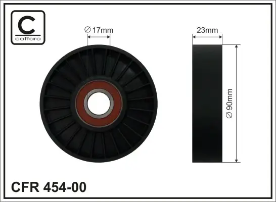 Ролик натяжного механізму поліклинового ремня Saab 9-3/9-5 2.0-3.0 09.97-12.09 90x17x23 CAFFARO 45400 (фото 1)