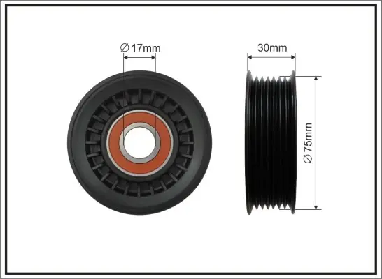 Ролик натяжного механізму поліклинового ремня Dodge Durango/Ram 1500, Honda Accord VIII/Civic VII/VIII/CR-V III/FR-V, Jeep Grand Cherokee I 1.6-5.9 04.91- 75x17x26 CAFFARO 46300 (фото 1)