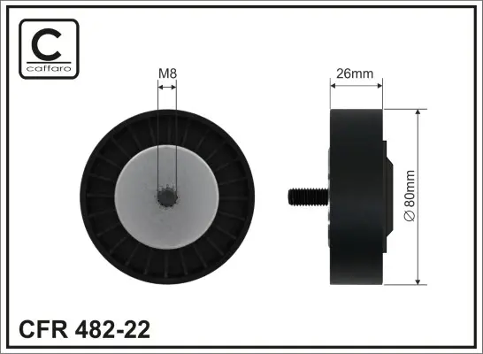 Ролик проміжний поліклинового ремня BMW X3 E83/X5 E70/X6 E71/E72 3.0D 02.07-07.14 80x8x26 CAFFARO 482-22 (фото 1)