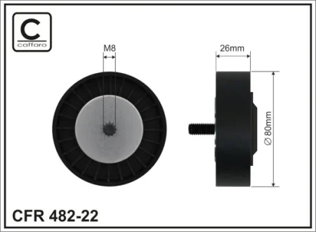 Ролик проміжний поліклинового ремня BMW X3 E83/X5 E70/X6 E71/E72 3.0D 02.07-07.14 80x8x26 CAFFARO 482-22