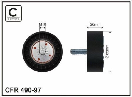 Ролик проміжний поліклинового ремня Chevrolet Captiva/Cruze/Epica/Lacetti/Nubira, Opel Antara 2.0D 01.05- 65x10x26 CAFFARO 49097 (фото 1)