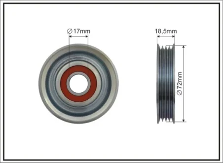 Ролик проміжний поліклинового ремня Honda Accord VI/Civic II/VI/VII/CR-V I/CRX III/HR-V/Integra, Rover 400, Subaru Forester/Impreza/Legacy II/III 1.3H-2.5 01.88- 1.6-2.5 68x17x15,5 CAFFARO 49300
