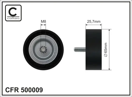 Ролик проміжний поліклинового ремня Mercedes C C204/S204/W204/CLS C218/X218/E A207/C207/S212/W212/GLE W166 2.1D/2.2D 08.08- 65x8x25,7 CAFFARO 500009 (фото 1)