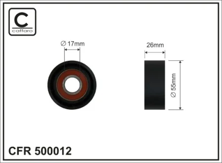 Ролик натяжного механізму поліклинового ремня BMW 1 F20/F21/3 F30/F80/F31 1.6 07.11 55x17x26 CAFFARO 500012