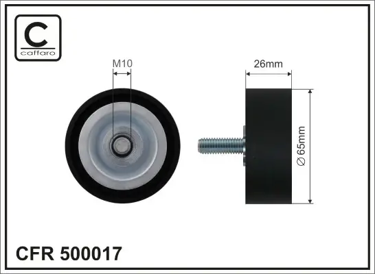 Ролик натяжного механізму поліклинового ремня BMW 1 F20/F21/2 F22/F87/3 E90/E91/E92/E93/F30/F80/F31/F34/4 F32/F82/F33/F83 1.6D/2.0D/3.0D 12.04- 60x10x26 CAFFARO 500017 (фото 1)
