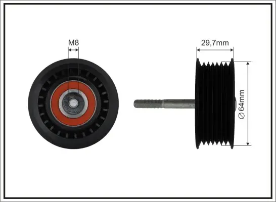 Ролик проміжний поліклинового ремня Mercedes-Benz E W211/G W463/M W163/S W220 4.0D 06.00- 64x8x26 CAFFARO 500028 (фото 1)