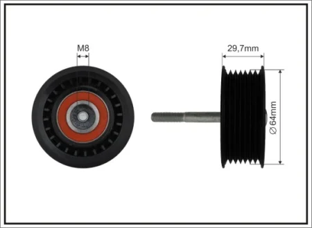 Ролик проміжний поліклинового ремня Mercedes-Benz E W211/G W463/M W163/S W220 4.0D 06.00- 64x8x26 CAFFARO 500028