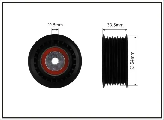 Ролик проміжний поліклинового ремня Mercedes S C140/W140/SL R129/SLK R170 3.2/6.0 03.91-04.04 64x8x29 CAFFARO 500035 (фото 1)