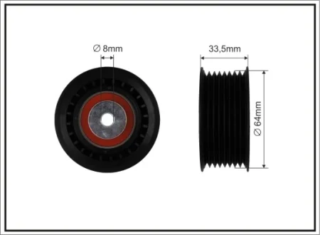 Ролик проміжний поліклинового ремня Mercedes S C140/W140/SL R129/SLK R170 3.2/6.0 03.91-04.04 64x8x29 CAFFARO 500035