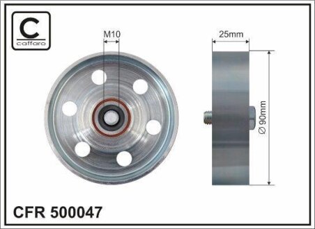 Ролик проміжний поліклинового ремня Toyota Avensis/Verso/Corolla/Previa/Rav 4 II 2.0D 03.01-03.09 90x17x25 CAFFARO 500047