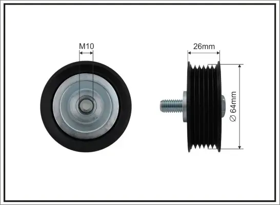 Ролик натяжного механізму поліклинового ремня BMW 3 E46 1.8/2.0 12.00-12.07 64x10x22,5 CAFFARO 500058 (фото 1)