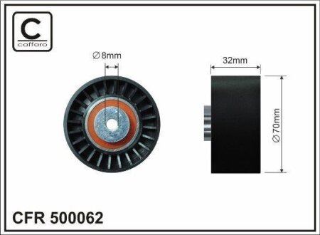 Ролик проміжний поліклинового ремня Mercedes S W140 3.2 03.91-10.98 70x8x32 CAFFARO 500062