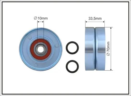 Ролик натяжного механізму поліклинового ремня Toyota 4 Runner/FJ Cruiser/Land Cruiser Prado/Tacoma 4.0 08.02- 70x10x33,5 CAFFARO 500072 (фото 1)