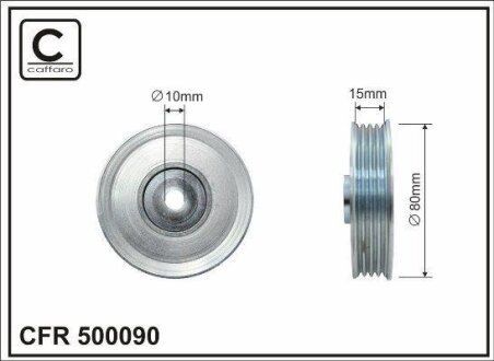 Ролик проміжний поліклинового ремня Toyota Echo/Yaris 1.0-1.5 04.99-11.05 80x10x15 CAFFARO 500090