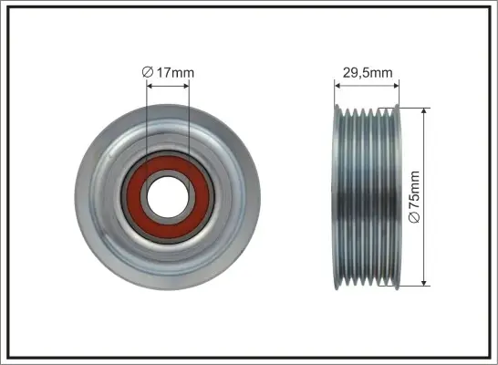 Ролик проміжний поліклинового ремня Lexus IS II, Toyota Auris/Avensis/Corolla/Verso/Rav 4 III/IV 2.0D/2.2D 07.05- 75x17x26,4 CAFFARO 500103 (фото 1)