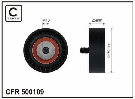 Ролик натяжного механізму поліклинового ремня BMW 3 E36/5 E34 1.6-1.9 01.92-08.00 70x10x25 CAFFARO 500109