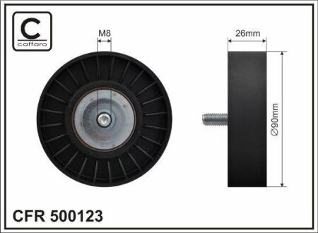 Ролик проміжний поліклинового ремня Audi A4/A6, Seat Exeo/ST 1.6/1.8/2.0 11.00-05.13 90x8x26 CAFFARO 500123