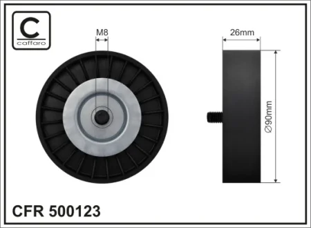 Ролик проміжний поліклинового ремня Audi A4/A6, Seat Exeo/ST 1.6/1.8/2.0 11.00-05.13 90x8x26 CAFFARO 500123