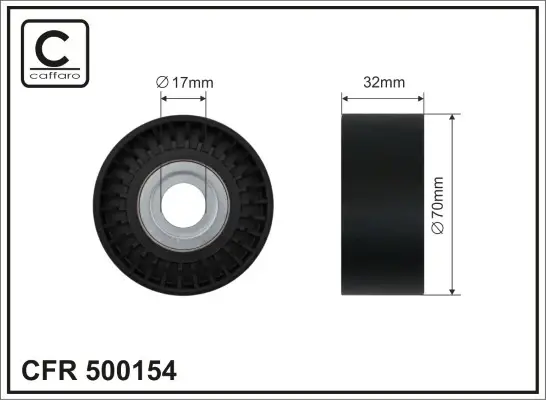 Ролик натяжного механізму поліклинового ремня BMW 5 F10/F11/7 F01/F02/F03/F04/X3 F25 2.5/3.0 06.09-06.15 70x17x31 CAFFARO 500154 (фото 1)