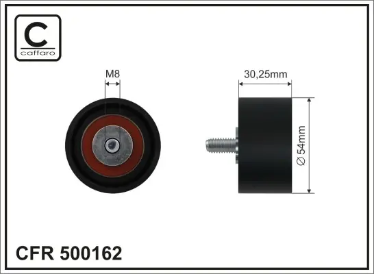 Ролик проміжний поліклинового ремня Mercedec C T-Model S203/S204/W203/W204/CLK A209/CLK C209/CLS C218/C219/X218 3.0D-6.0 03.99- 54x8x30,25 CAFFARO 500162 (фото 1)
