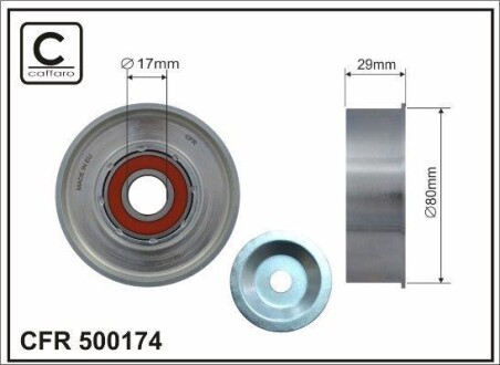 Ролик паска приводного Mitsubishi L200 4D56 07- (80x17x29 metal) CAFFARO 500174