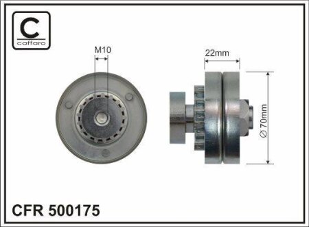 Ролик натяжного механізму поліклинового ремня Chevrolet Aveo/Kalos/Spark 1.0-1.2LPG 01.08- 70x10x22 CAFFARO 500175