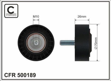 Ролик проміжний поліклинового ремня Porsche 911/Boxster/Spyder/Cayman/Macan 2.7-3.8 02.09- 70x10x26 CAFFARO 500189