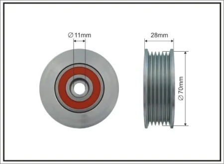 Ролик проміжний поліклинового ремня Mazda 3/6 1.8-2.5 08.07-09.14 75x11x28 CAFFARO 500209