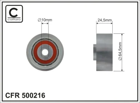 Ролик проміжний ремня ГРМ Audi 100/A6 2.4D/2.5D 08.89-12.97 64,5x10x24,5 CAFFARO 500216