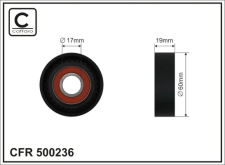 Ролик натяжного механізму поліклинового ремня Smart Fortwo 0.8D/1.0 01.07- 60x17x19 CAFFARO 500236