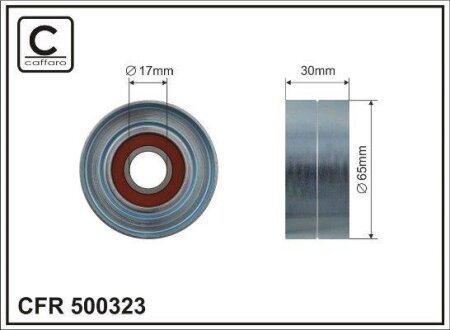 Ролик натяжного механізму поліклинового ремня Renault Clio III/Grand Scenic II/Megane II/Scenic II 1.9D/2.0 11.02- 65x17x30 CAFFARO 500323