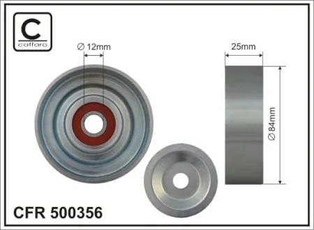 Ролик проміжний поліклинового ремня Nissan Almera Classic/II/Tino/Maxima/QX IV/Primera 1.5-3.0 01.95- 84x12x25 CAFFARO 500356