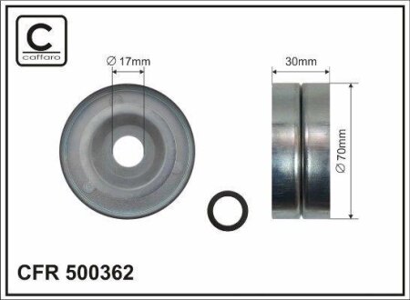 Ролик натяжного механізму поліклинового ремня Honda Accord IX/Civic IX/CR-V IV 1.8/2.0 02.12- 70x17x30 CAFFARO 500362 (фото 1)