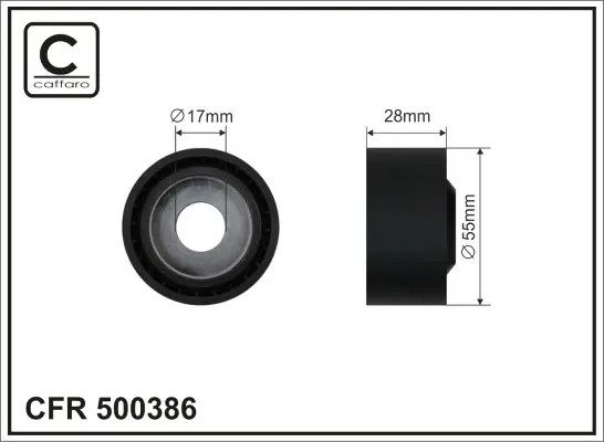 Ролик проміжний поліклинового ремня Audi A4/Allroad/A5/A6/Allroad/A7/Q7, VW Amarok 3.0D 05.14- 55x17x28 CAFFARO 500386 (фото 1)