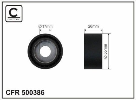 Ролик проміжний поліклинового ремня Audi A4/Allroad/A5/A6/Allroad/A7/Q7, VW Amarok 3.0D 05.14- 55x17x28 CAFFARO 500386