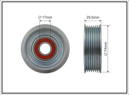 Ролик проміжний поліклинового ремня Honda Accord VII/VIII/Civic/VII/VIII/Integra 2.0/2.4 09.01- 74x17x26,4 CAFFARO 500388
