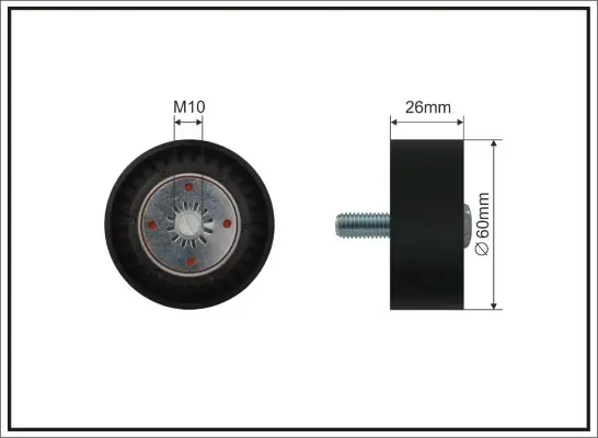Ролик проміжний поліклинового ремня Opel Astra J/J GTC/K/Insignia A/Country/Insignia B/B Grand Sport/Meriva B/Mokka/X/Zafira C 1.6D 02.13- 60x10x25,5 CAFFARO 500402 (фото 1)