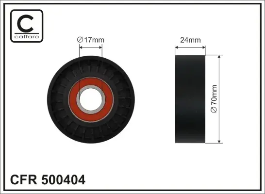 Ролик натяжного механізму поліклинового ремня Toyota Auris/IQ 1.4D 03.07-12.1 70x17x24 CAFFARO 500404 (фото 1)