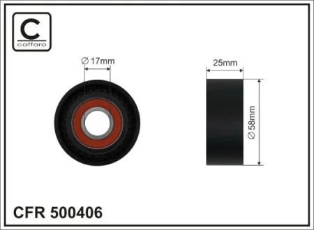 Ролик натяжного механізму поліклинового ремня Mercedes A W169/B W245 1.5-2.0CNG 09.04-06.12 58x17x25 CAFFARO 500406