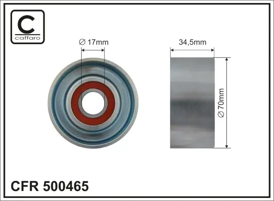 Ролик натяжного механізму поліклинового ремня Nissan Altima/Murano II/Teana II 2.5/3.5 10.06-09.14 70x17x34,5 CAFFARO 500465 (фото 1)