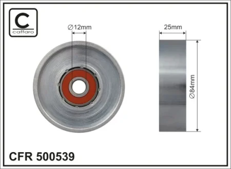 Ролик натяжного механізму поліклинового ремня Nissan Almera II/Almera Tino/Micra II/Primera 1.0-1.8 08.92-10.08 84x12x25 CAFFARO 500539
