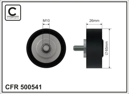 Ролик проміжний поліклинового ремня BMW 1 F20/F21/2 F45/2 Gran Tourer F46/X1 F48/X2 F39, Mini F55/F56/F57/Clubman F54/Countryman F60 1.2-2.0D 09.13- 65x10x26 CAFFARO 500541