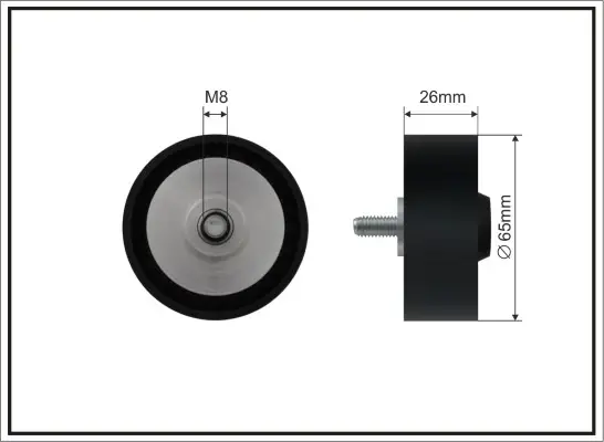 Ролик проміжний поліклинового ремня BMW 1 F20/F21/2 F22/F87/F23/3 F30/F80/F31/3 Gran Turismo F34/4 F32/F82/F33/F83/4 Gran Coupe F36/5 F10 2.0D 06.10- 65x8x26 CAFFARO 500542 (фото 1)