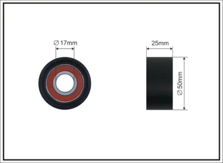 Ролик проміжний ремня ГРМ Audi A1/A1 City Carver/A3/Q2, Seat Arona/Ateca/Ibiza V/Leon/Leon Sportstourer, Skoda Fabia IV/Kamiq/Karoq/Octavia/Scala, VW Golf VIII 1.0/1.0H 01.17- 50x17x25 CAFFARO 500646