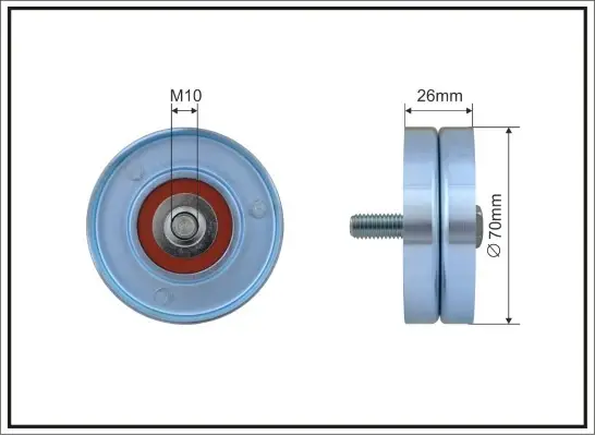 Ролик проміжний поліклинового ремня Chrysler Voyager IV/V, Dodge Caravan, Jeep Cherokee 2.5D/2.8D 02.00- 70x10x26 CAFFARO 6005 (фото 1)