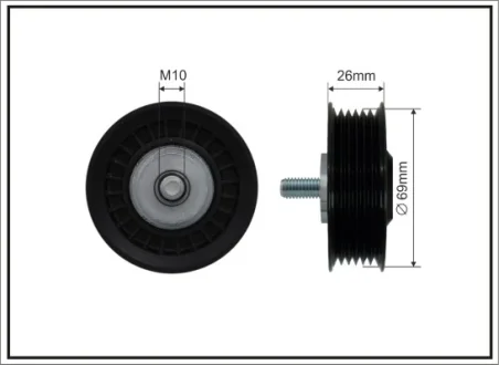 Ролик проміжний поліклинового ремня BMW Z4 E85 2.2/2.5/3.0 09.02-12.05 69x10x22,5 CAFFARO 8404