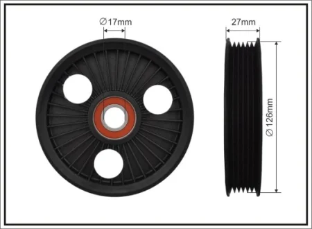 Ролик натяжного механізму поліклинового ремня Citroen C4/C4 I, Peugeot 307/CC/307 SW 2.0 08.00-07.11 126x17x22,5 CAFFARO 9100